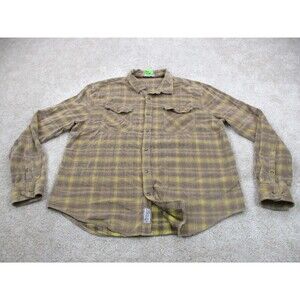 Gramicci Shirt Mens 2XL XXL Brown Corduroy Plaid Organic Cotton Gorp Button Up